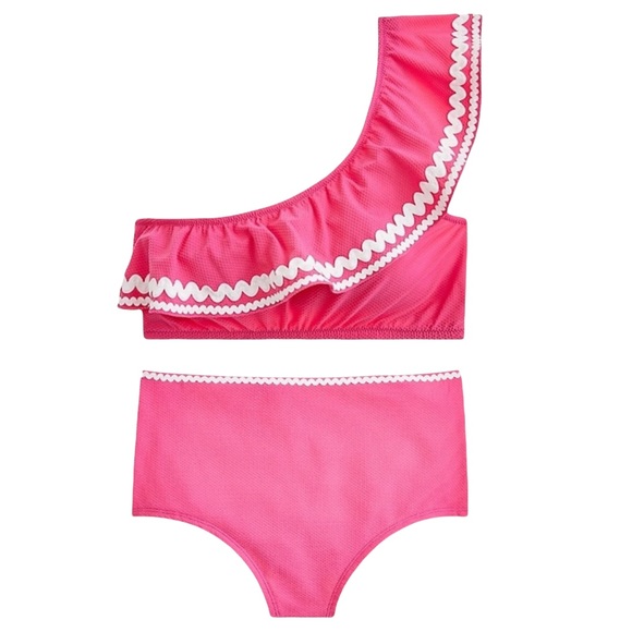 J. Crew Other - J. Crew One Shoulder High Waisted Rickrack Bikini in Sweet Briar Size Small NWT